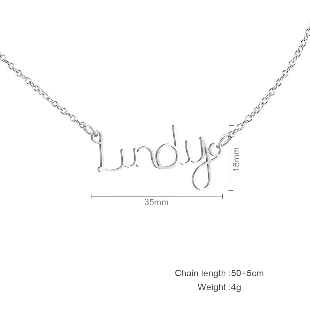 English Name Letter Necklace For Women Stainless Steel