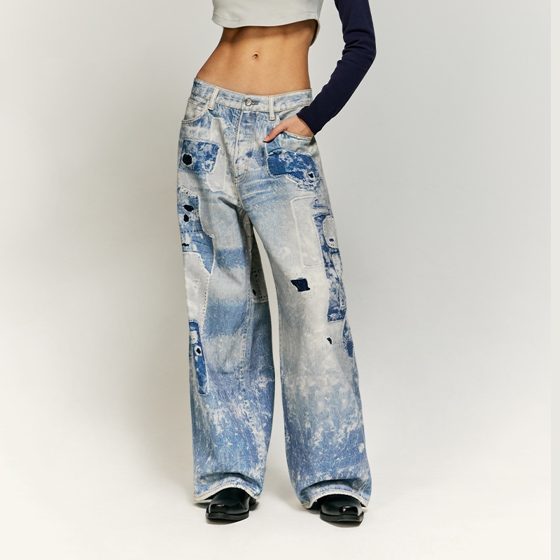 Title 2, Washed Tie-dyed Digital Printing Jeans