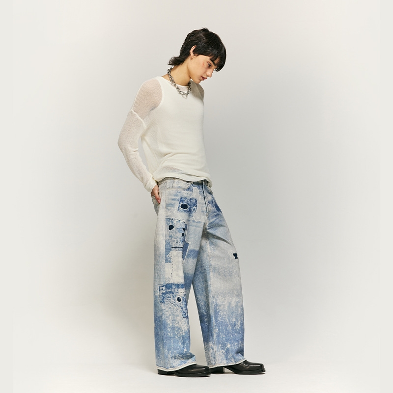 Title 3, Washed Tie-dyed Digital Printing Jeans