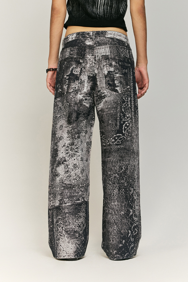 Title 9, Vintage Paisley Digital Printing Jeans Straight...