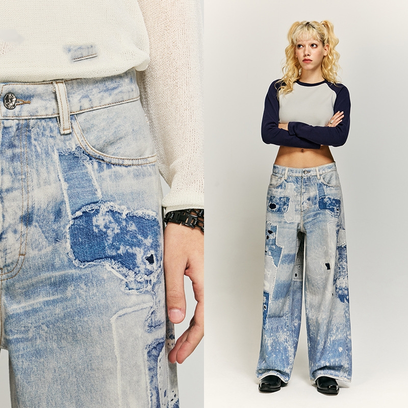 Title 5, Washed Tie-dyed Digital Printing Jeans