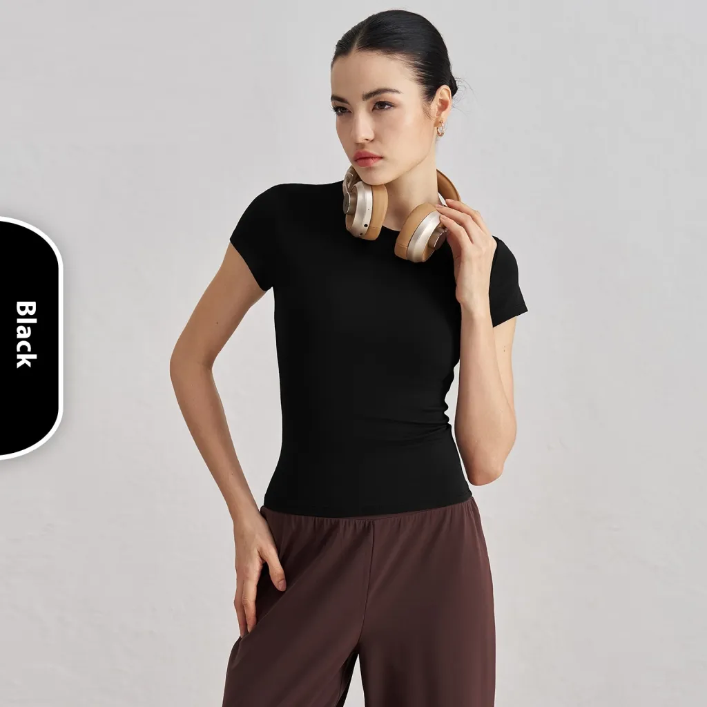 Waist Slimming Breathable Yoga T-shirt Running Training Nude Feel Workout Top - M6