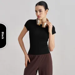 Waist Slimming Breathable Yoga T-shirt Running Training Nude Feel Workout Top - M6 - View 1