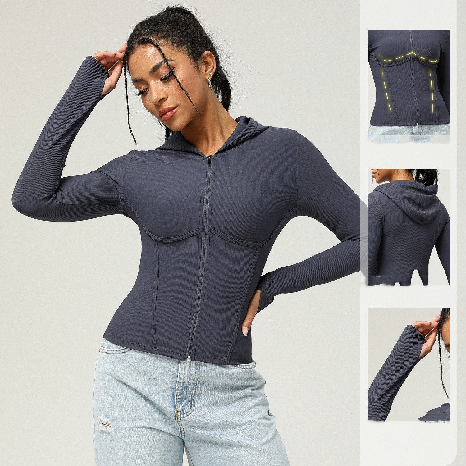Hooded Sports Jacket Long-sleeved Fallwinter Yoga Wear