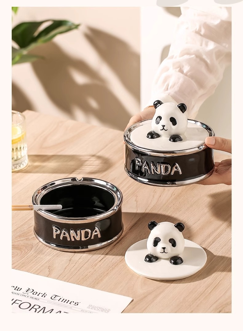 Title 5, Creative Panda Ashtray Home Living Room Decoration