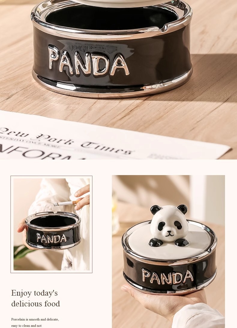 Title 3, Creative Panda Ashtray Home Living Room Decoration