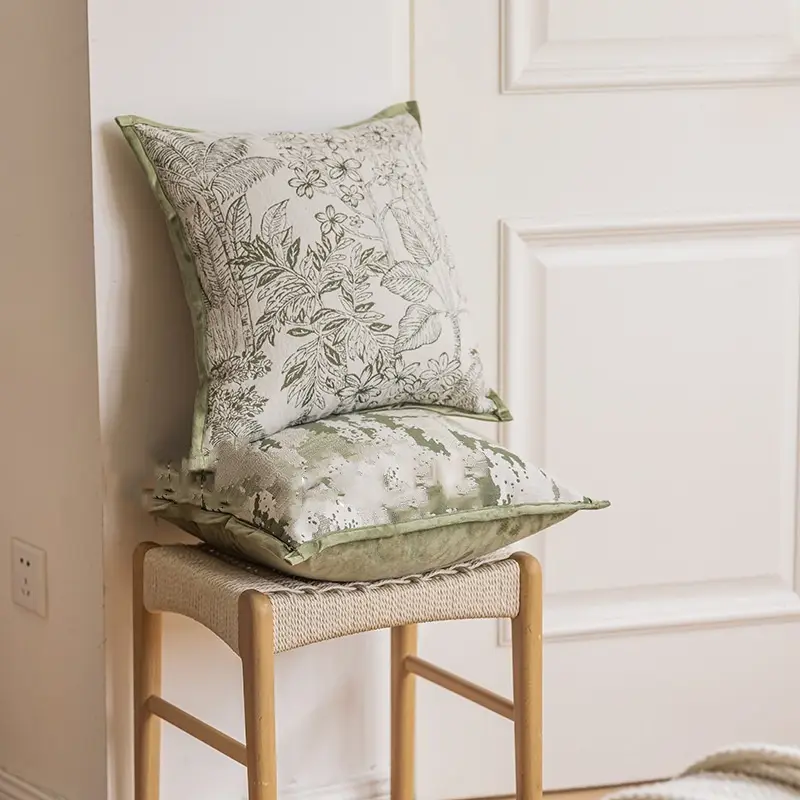 American Pillow Ins Grass Green Warm Color Idyllic Living Room Bay Window Cushion Cover
