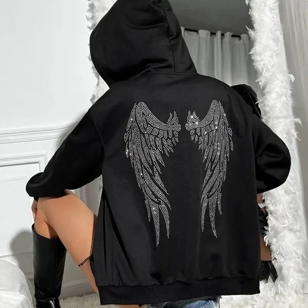 Fleece lined European Size Plump Girls Plus Size Hooded Sweater Black - Shop at LoveMi