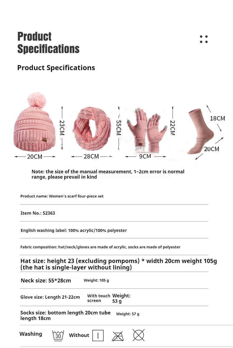 Title 1, Winter Female Cap Scarf Gloves And Socks Four-p...