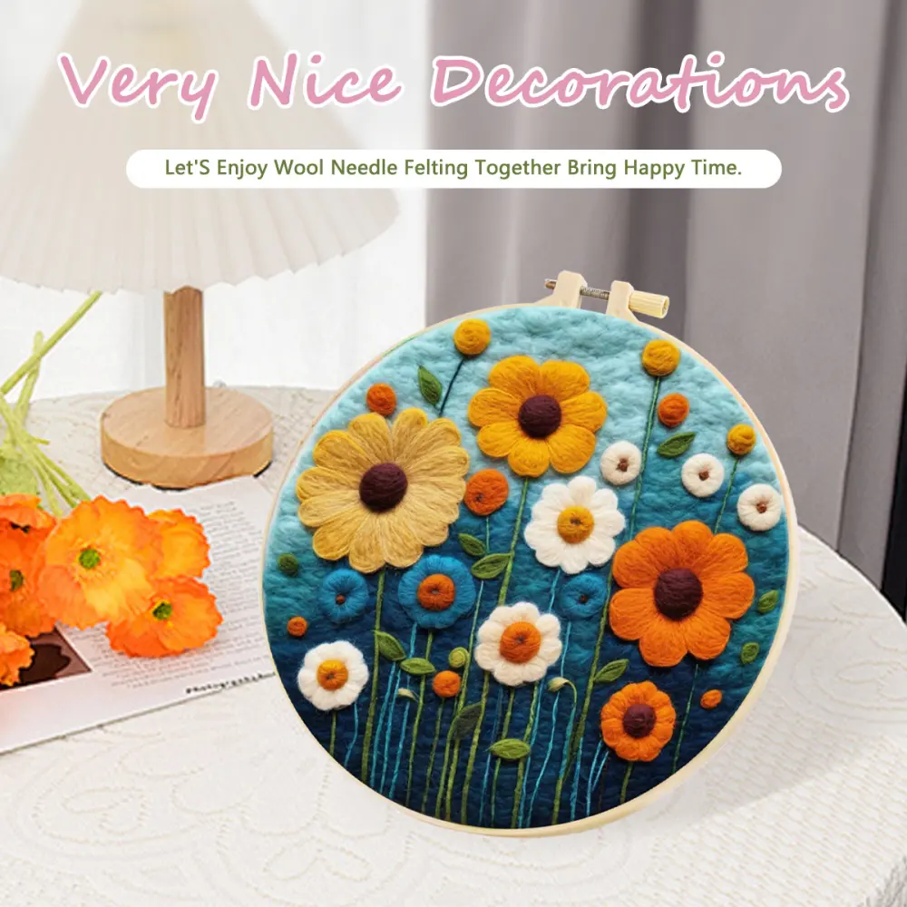 Wool Felt Painting with Embroidery Frame Needle Supplies Suitable