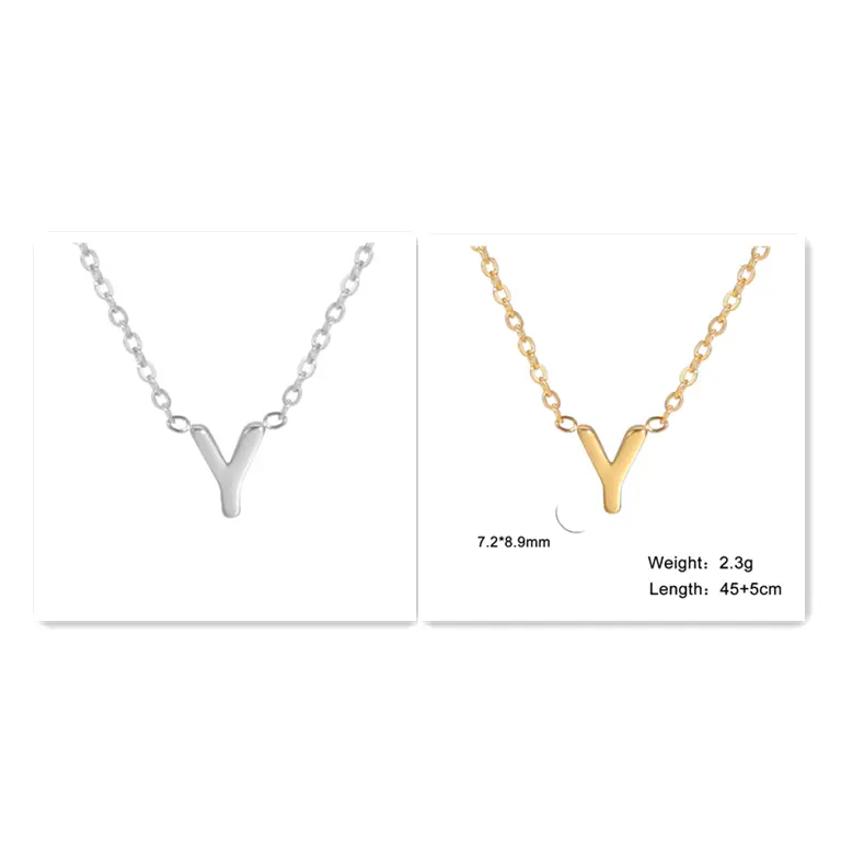 Cut 26 Letters 18K Real Gold Plated Stainless Steel Necklace