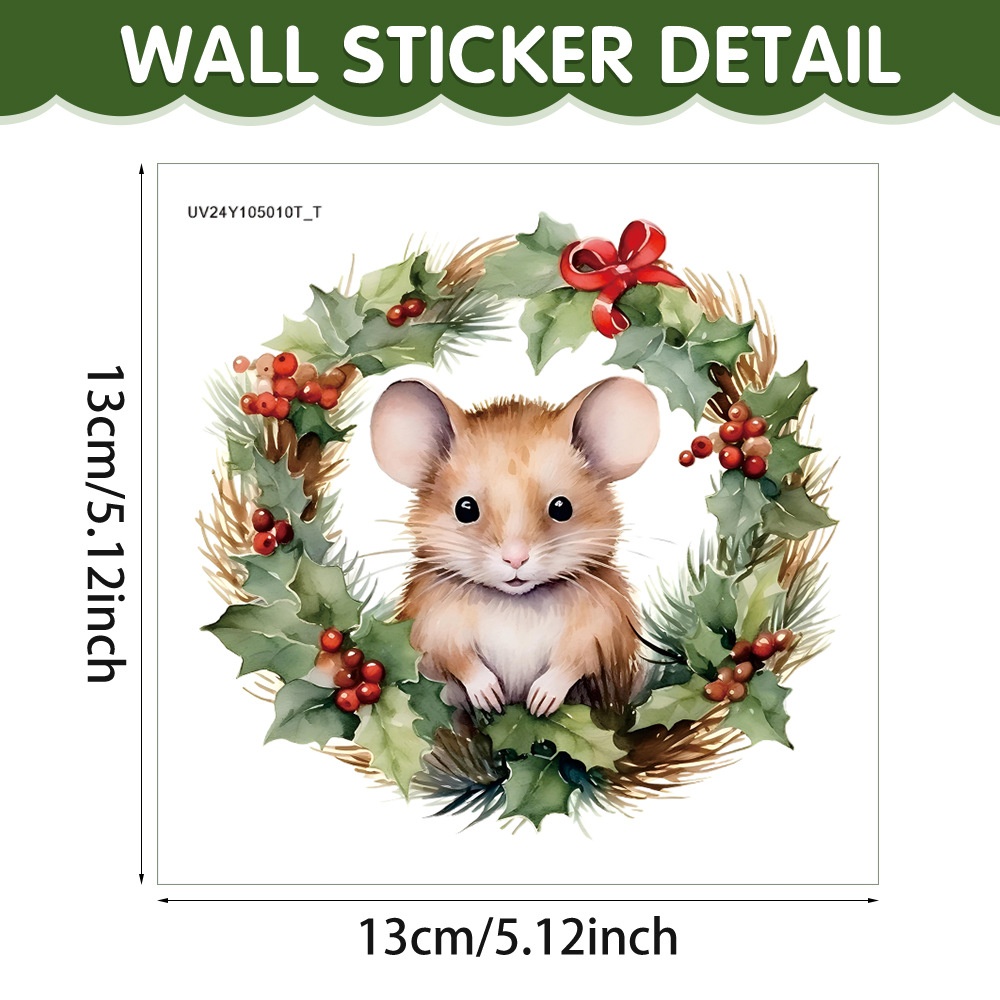 Title 7, Christmas Cartoon Animal Mouse Hole Wall Sticke...