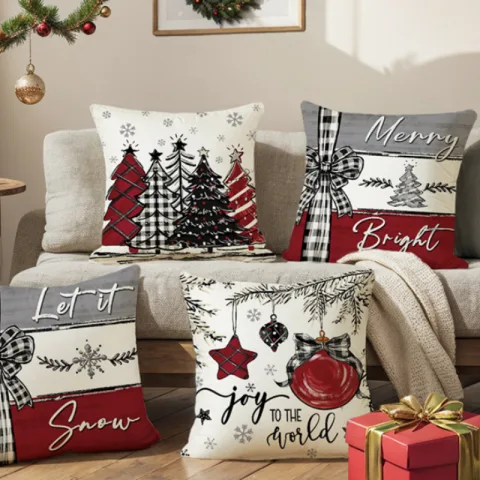 Christmas Cushion Cover Pillowcase Merry Decor for Home Xmas