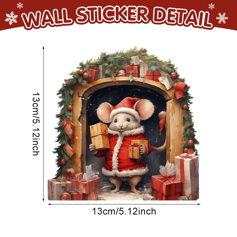 Title 5, Christmas Cartoon Animal Mouse Hole Wall Sticke...