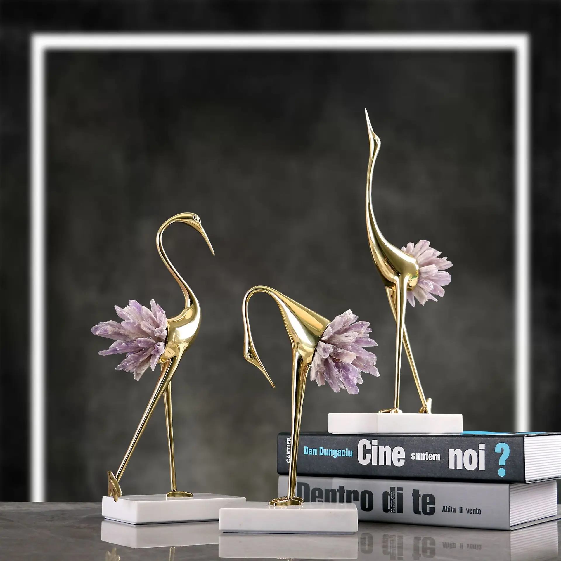 Light Luxury Modern Pure Copper Crane Ornament