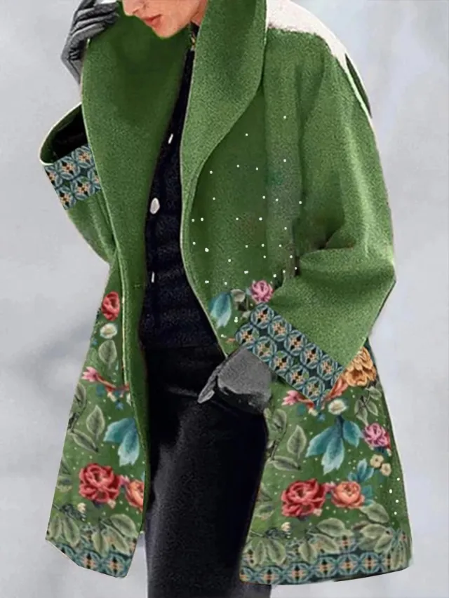 Green Collar Temperament College European And American Print Lapel Jacket Blue - Shop at LoveMi
