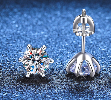 925 Silver Earrings  Six-claw Plum Thread Stud Earrings