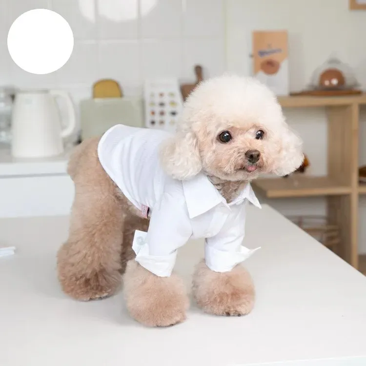 Autumn And Winter Formal Shirt Gentleman Dogs And Cats Clothing - White