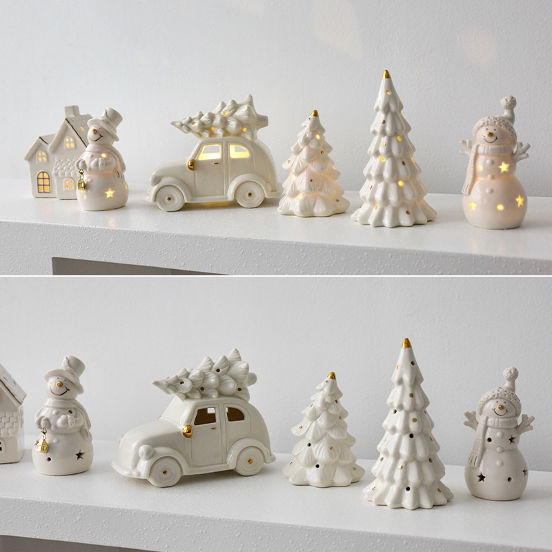 Title 7, Nuoqi Ceramic Christmas Snowman Small Desktop H...