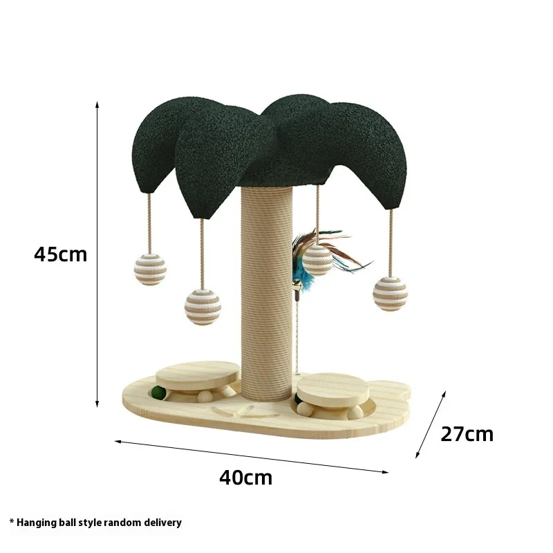 Cat Self-Hi Solid Wood Turntable Scratching Post Cat Teaser Durable Sisal Cat Climbing Frame - Panda Pine Style - View 1
