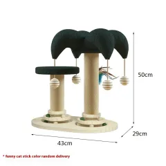 Cat Self-Hi Solid Wood Turntable Scratching Post Cat Teaser Durable Sisal Cat Climbing Frame - Oval Pine Double Column - View 1