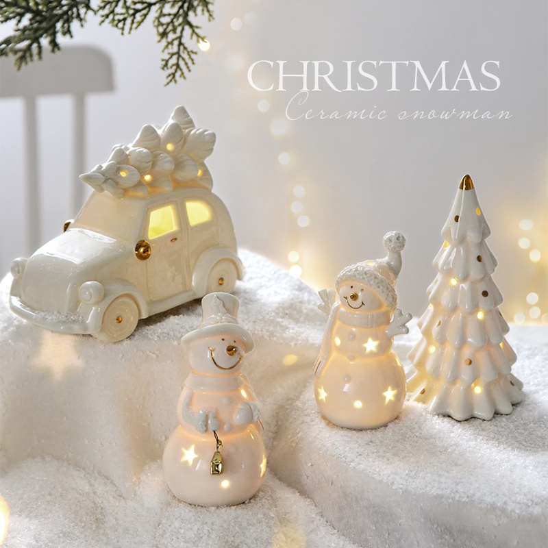 Title 8, Nuoqi Ceramic Christmas Snowman Small Desktop H...