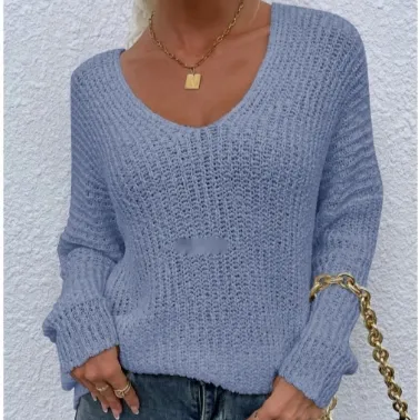 Fashionable Personalized Pullover Sweater For Women Blue - Shop at LoveMi