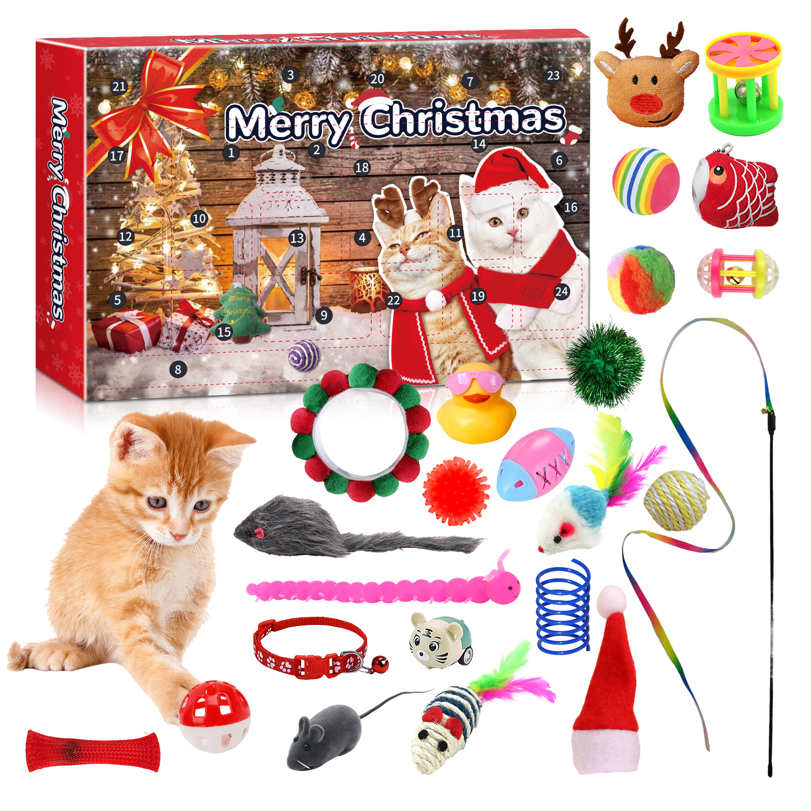 Christmas Blind Box Calendar24 Grid Countdown Cat Toys