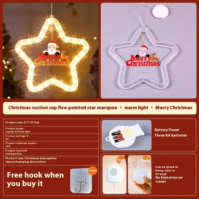 Christmas Pendant Decoration Christmas Atmosphere Led Lights Led Christmas Star Light Decoration For Window Door For Holiday Merry Christmas - Shop at LoveMi