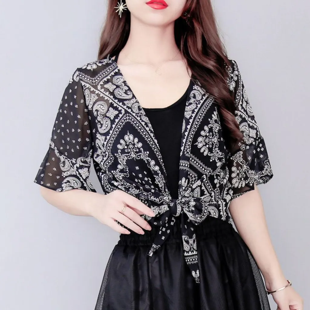 Chiffon Shawl Jacket Skirt For Women - Blue
