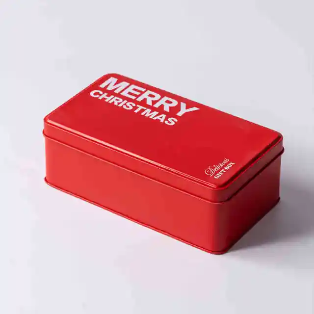Christmas Cookies Packaging Tin Baking Gift Box Merry Red Box White Words - Shop at LoveMi