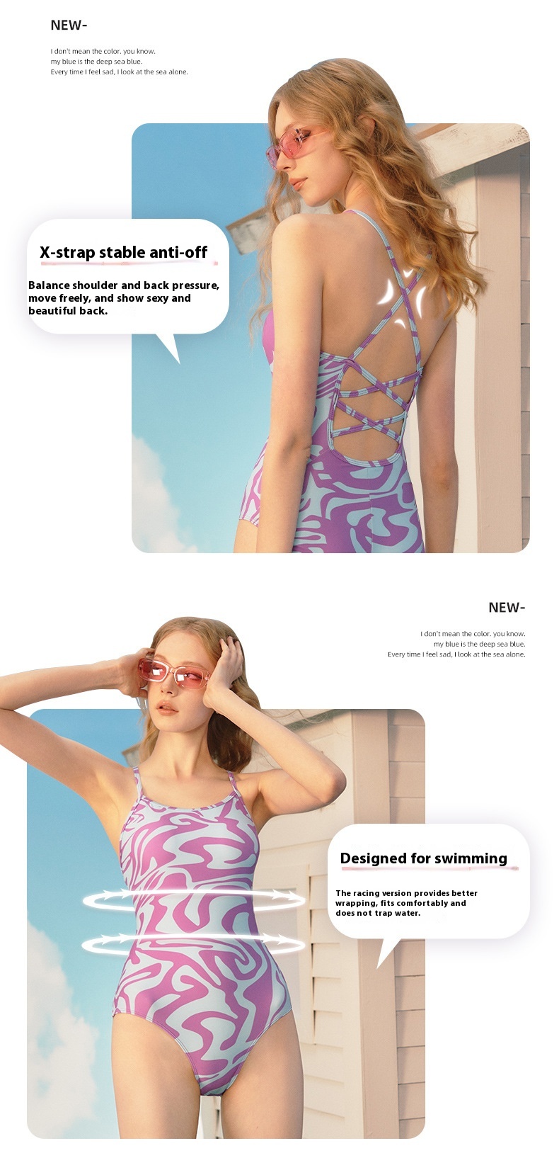 Title 3, Light Purple One Piece Slimming Swimsuit