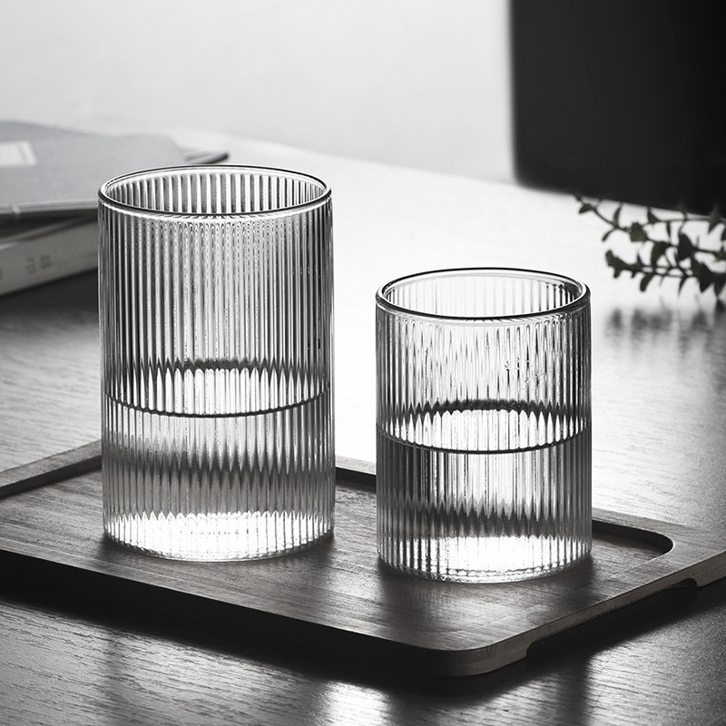 Striped High Temperature Resistant Borosilicate Heat Resistant Glass Clear Water Cup