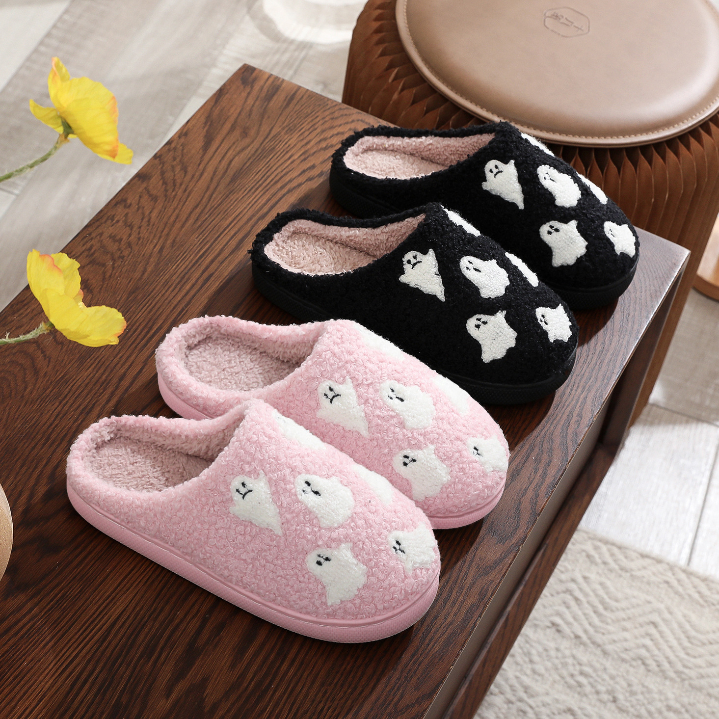 Title 6, Halloween Ghost Cartoon Thermal Cotton Slippers...