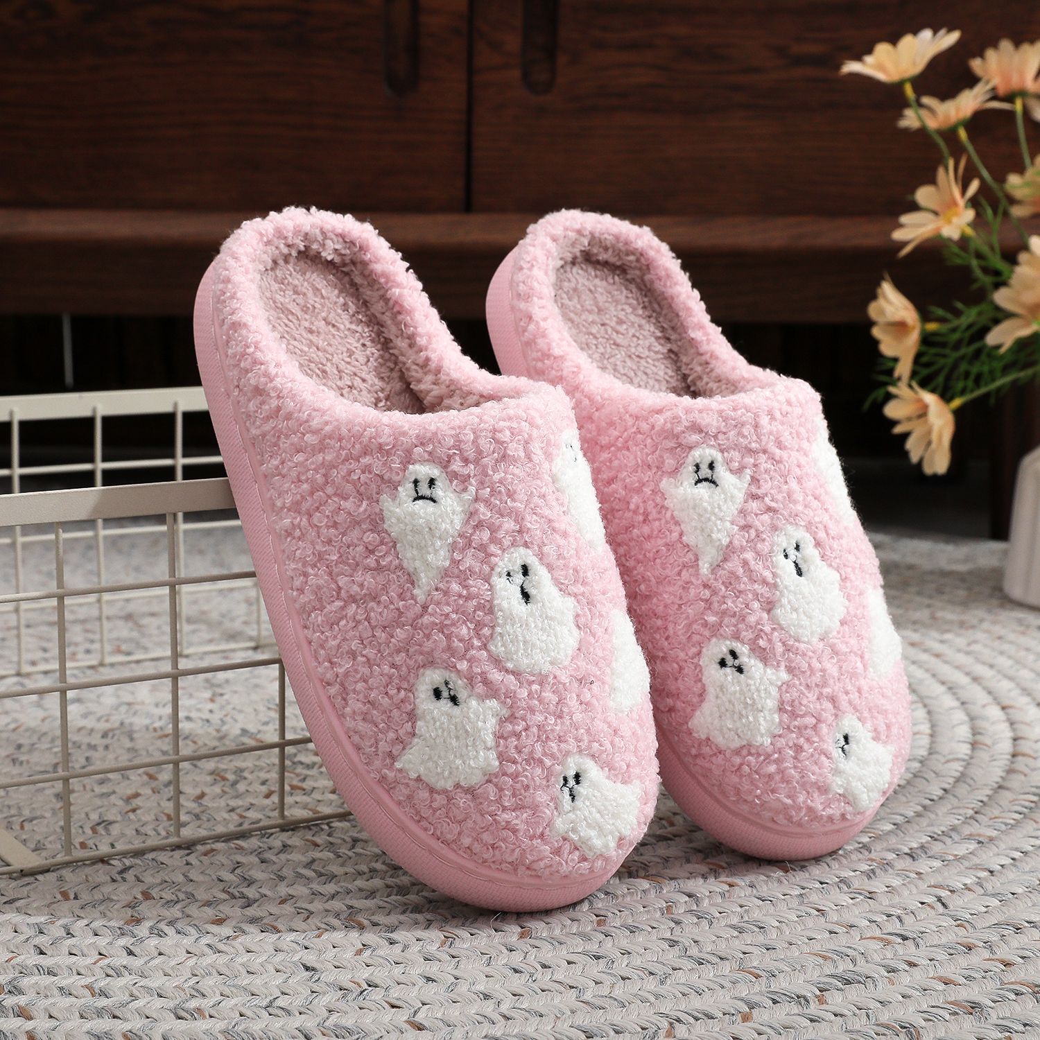 Title 2, Halloween Ghost Cartoon Thermal Cotton Slippers...