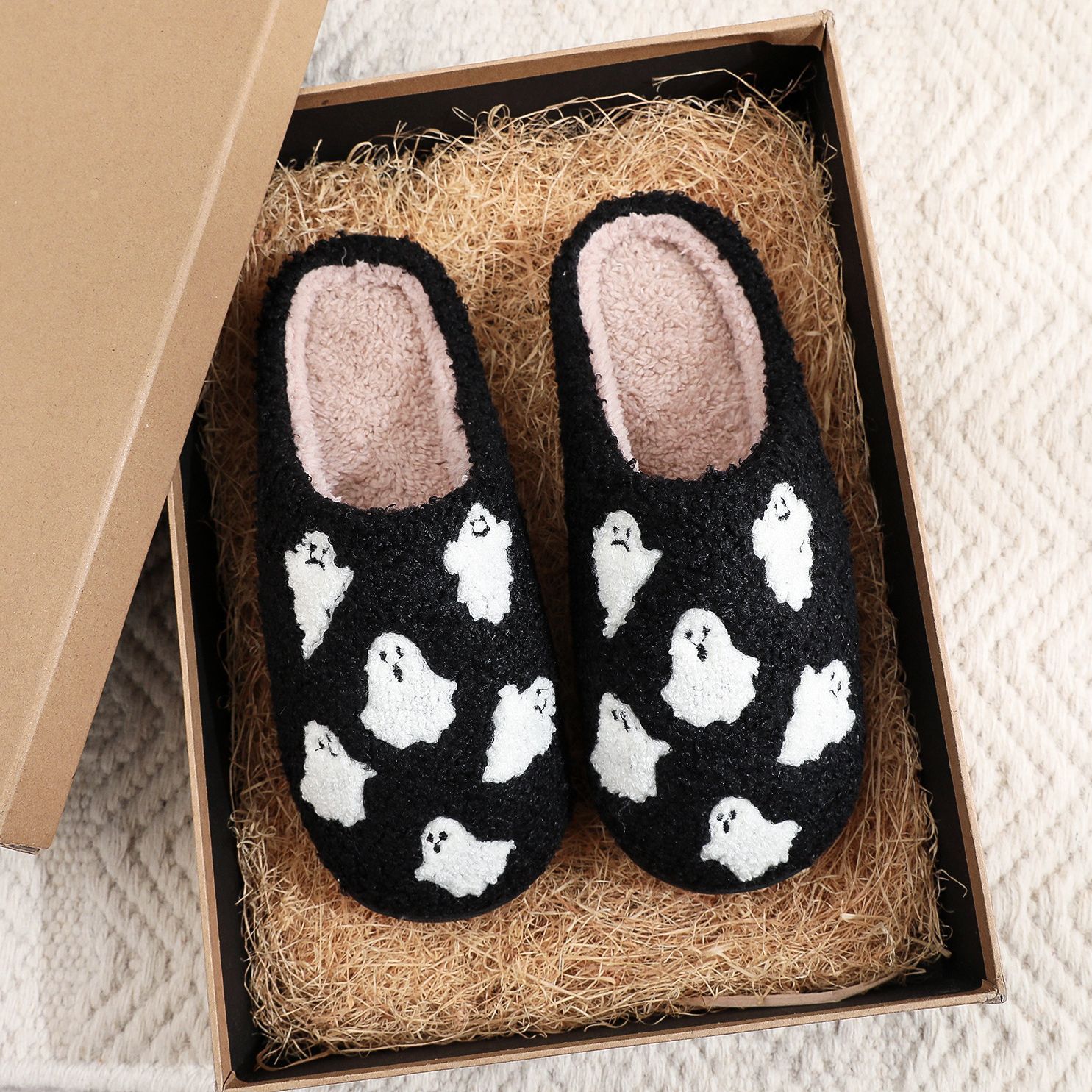 Title 7, Halloween Ghost Cartoon Thermal Cotton Slippers...