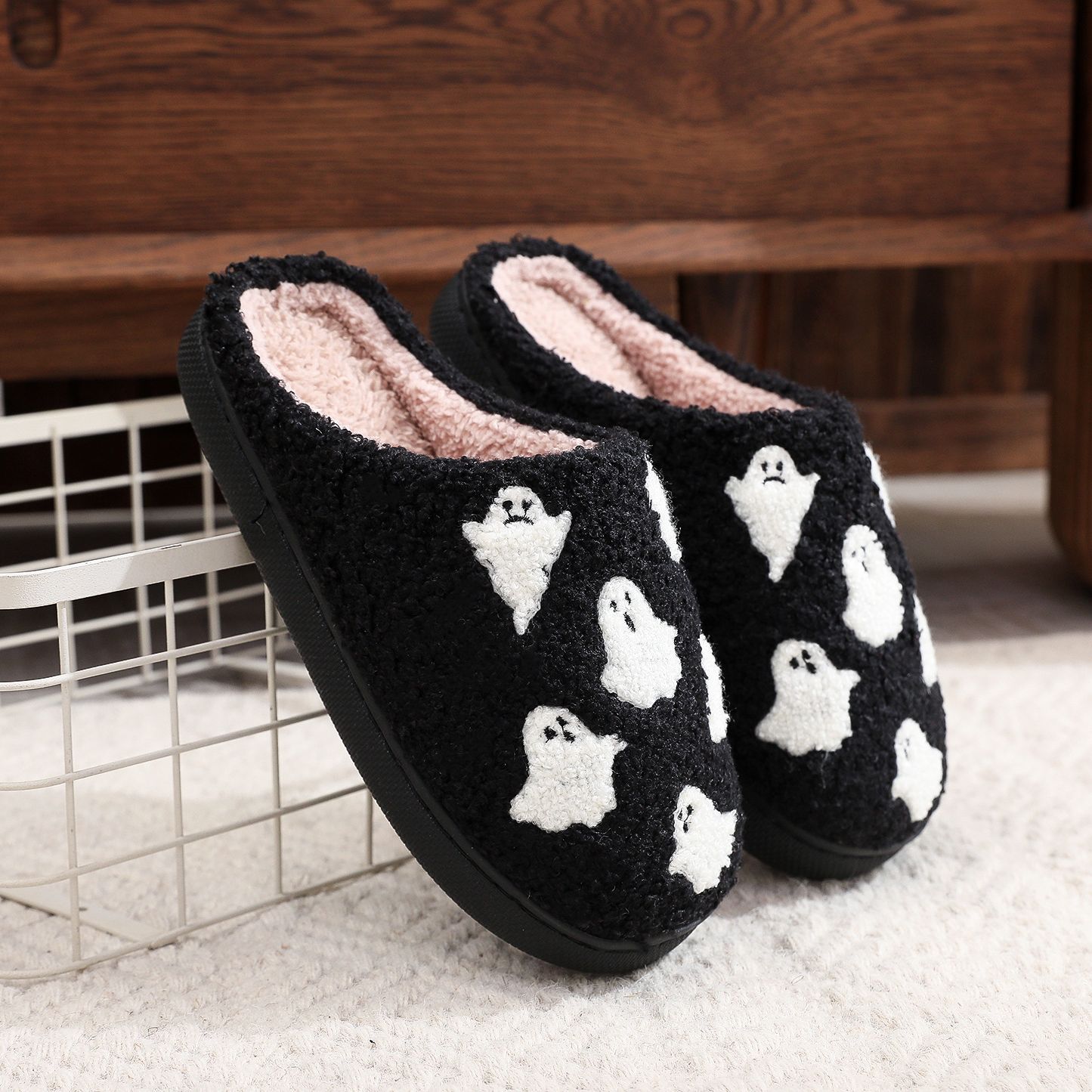 Title 1, Halloween Ghost Cartoon Thermal Cotton Slippers...