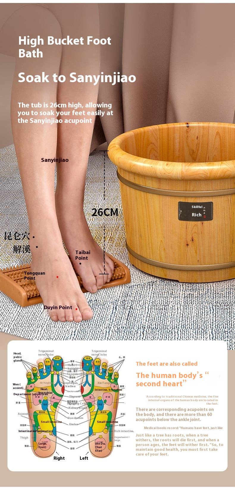 Title 5, Household Solid Wood Foot Washing Bucket Insula...