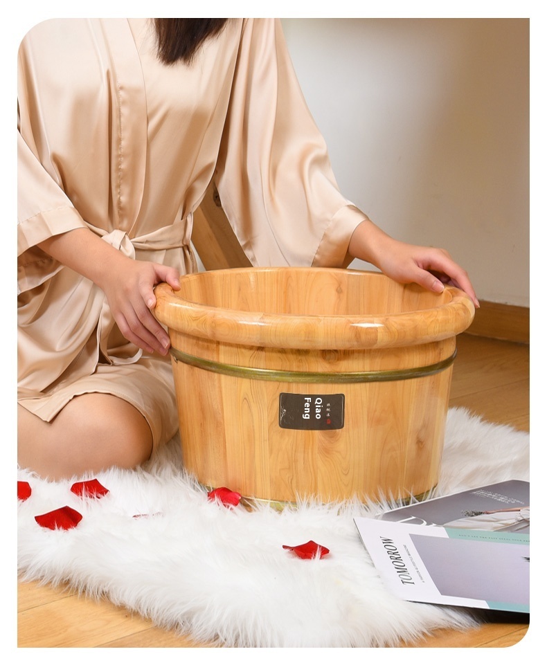 Title 9, Household Solid Wood Foot Washing Bucket Insula...