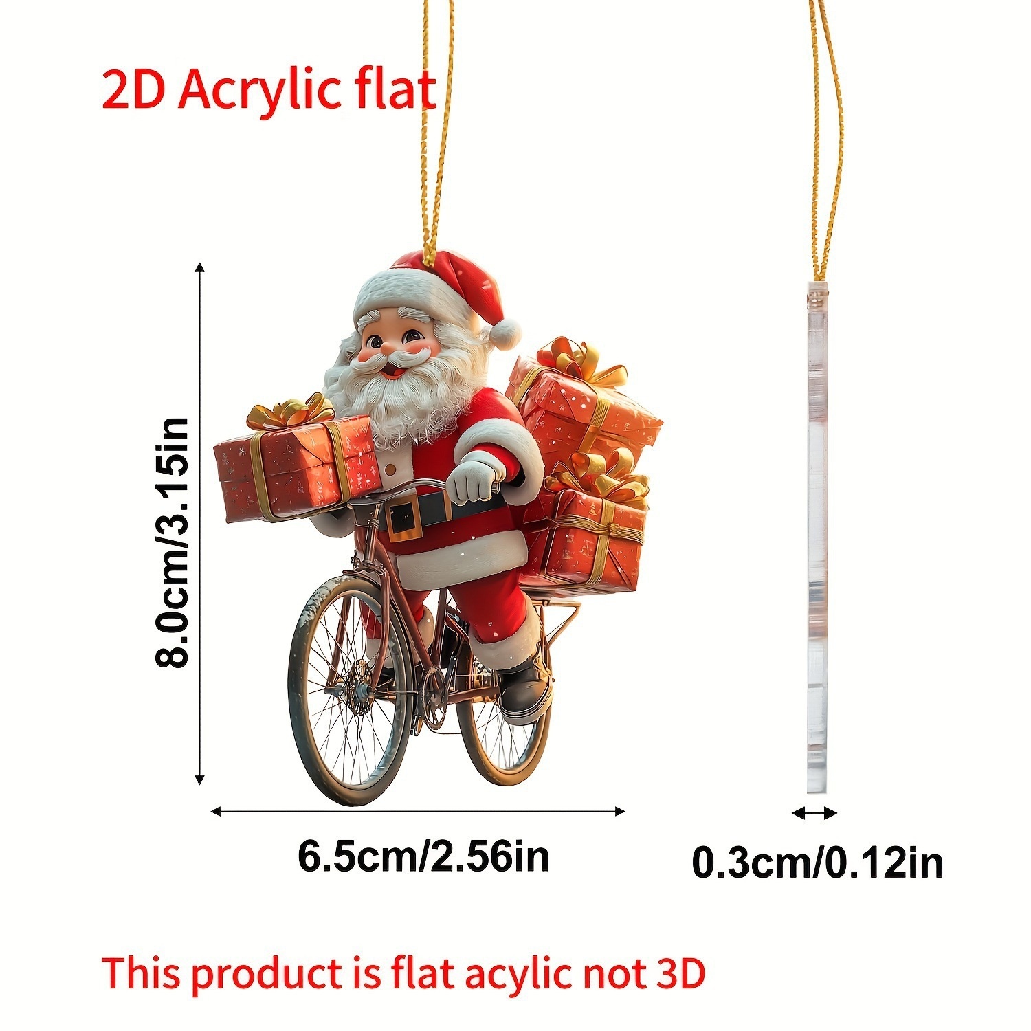 Title 1, Acrylic Flat Santa Claus Car Decoration Pendant