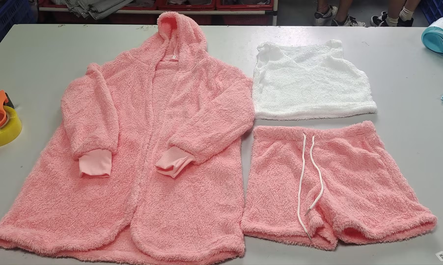 Conjunto de pijama 3 piezas de ropa para mujer manga larga corta camiseta sin mangas y pantalones cortos con cordón - Imagen 13 de 17
