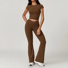 Eco-friendly Recycled Tight-fitting Quick-drying Yoga Suit - Light Brown - View 1