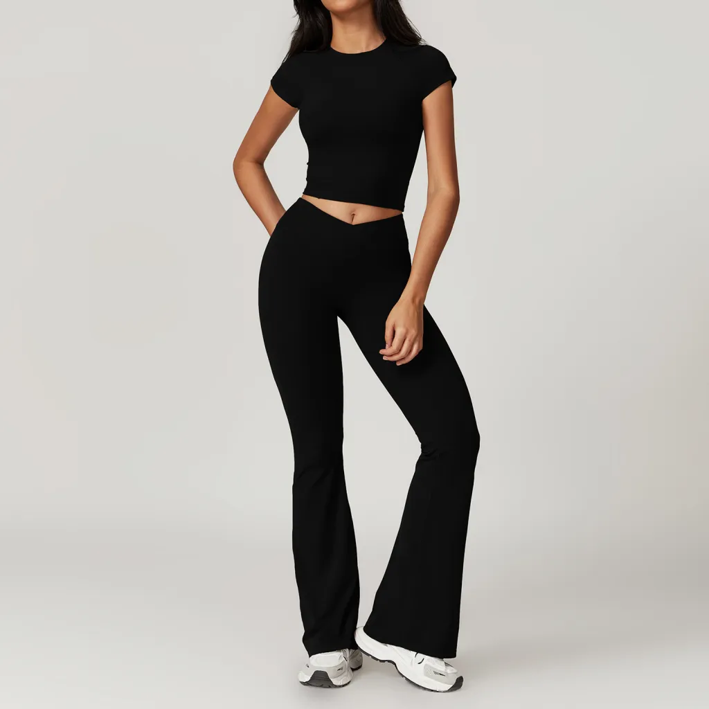 Eco-friendly Recycled Tight-fitting Quick-drying Yoga Suit - Black