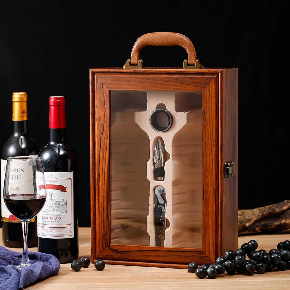 Wood Grain Window Wine Box