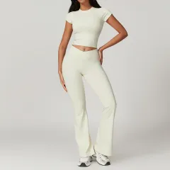 Eco-friendly Recycled Tight-fitting Quick-drying Yoga Suit - Cream - View 1
