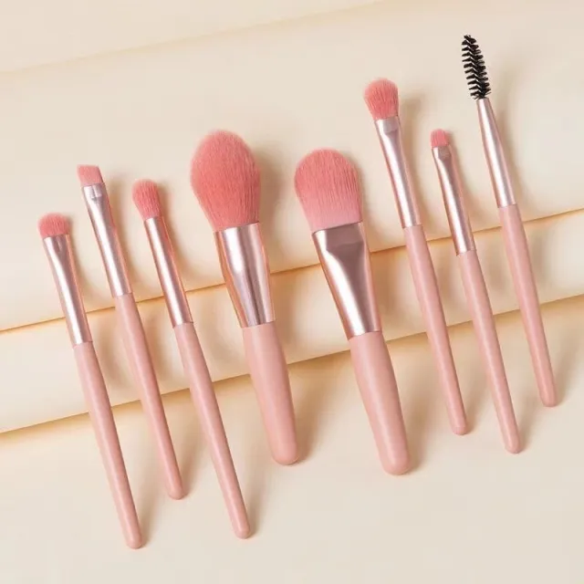 Eight Macaron Makeup Brush Eye Detail Set Bean Pink Pe Zipper Clothes - Shop at LoveMi