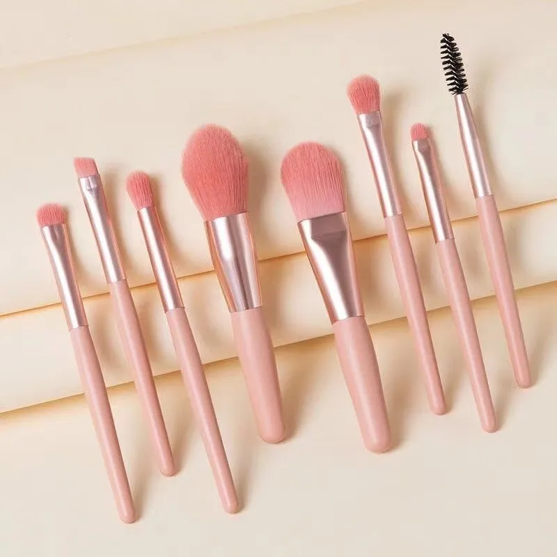 Eight Macaron Makeup Brush Eye Detail Set - Bean Pink Pe Zipper Clothes