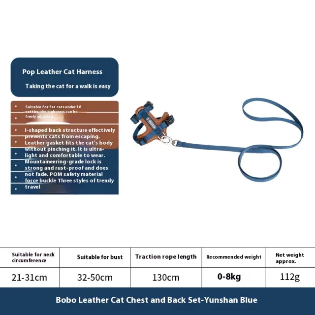 Cat Chest Back Haulage Rope Package I shaped Vest Chest Back Pet Supplies Yunshan Blue - Shop at LoveMi