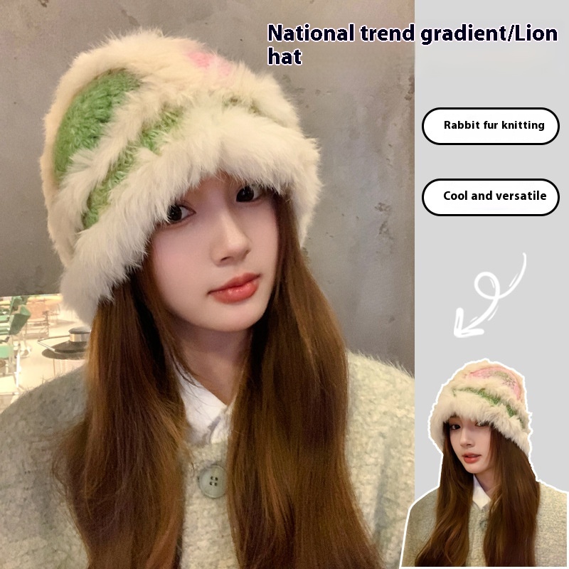 Title 1, Handmade Knitted Woolen Warm Furry Hat Showing ...