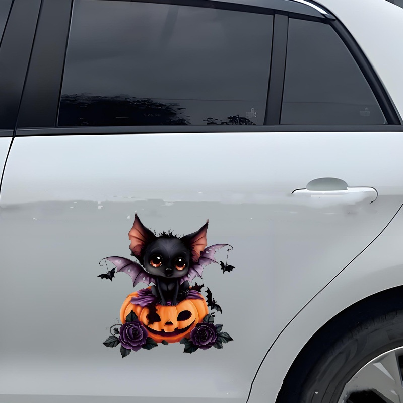 Title 5, Cartoon Bat Pumpkin Flower Car Window Bumper St...